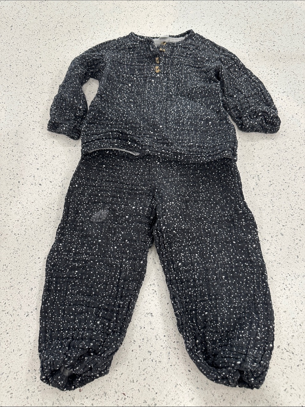 Black Speckled Two-Piece Cloud Muslin Set
